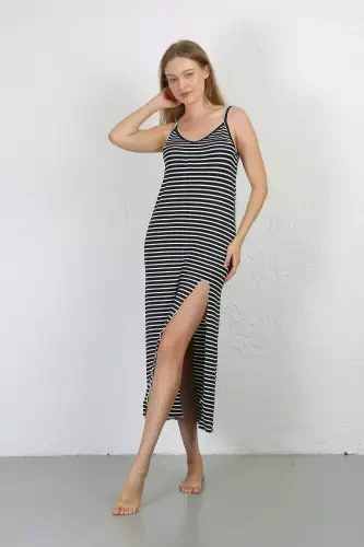 Long Slit Nightshirt with Spaghetti Straps 90127 - BÜYÜKBEDENIZ (1)