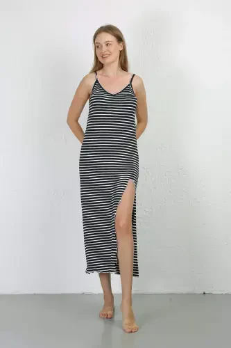 Long Slit Nightshirt with Spaghetti Straps 90127 - 4