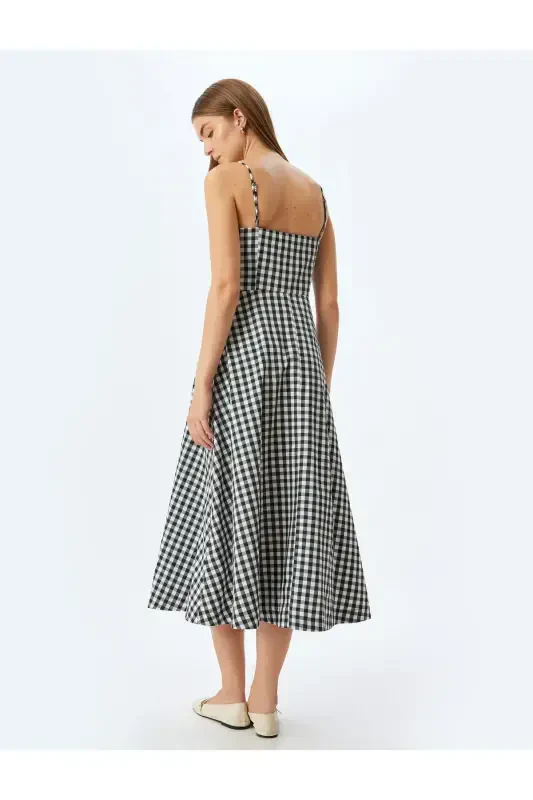 Long Strap Dress Ruffle Detailed With Pockets - 4