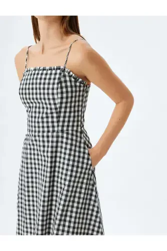 Long Strap Dress Ruffle Detailed With Pockets - 5