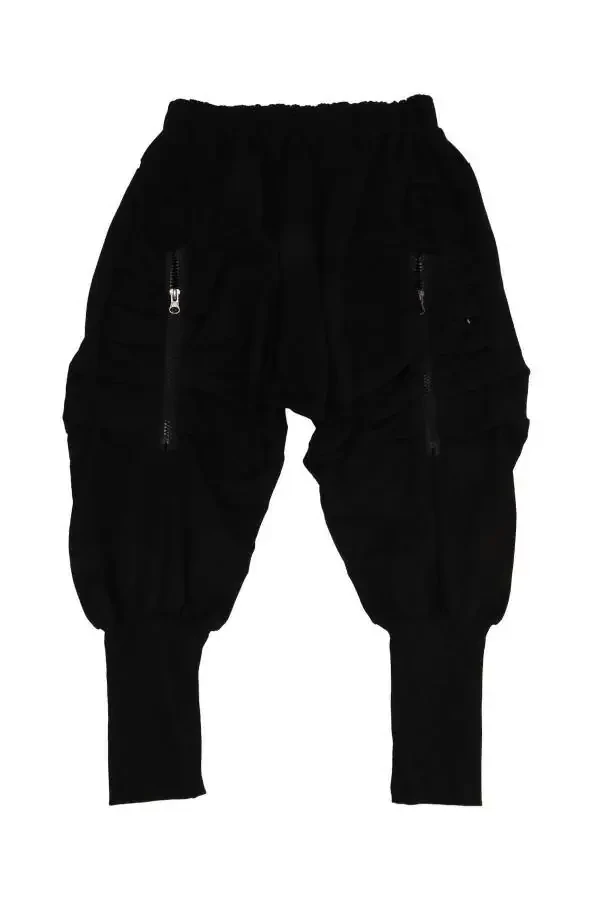 Long Track Pants with Double Zipper Pockets and Details - 1