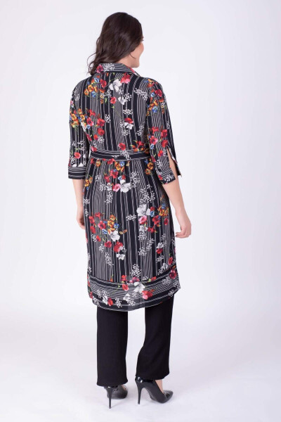 Long Tunic with Belt Detail and Pattern - 3