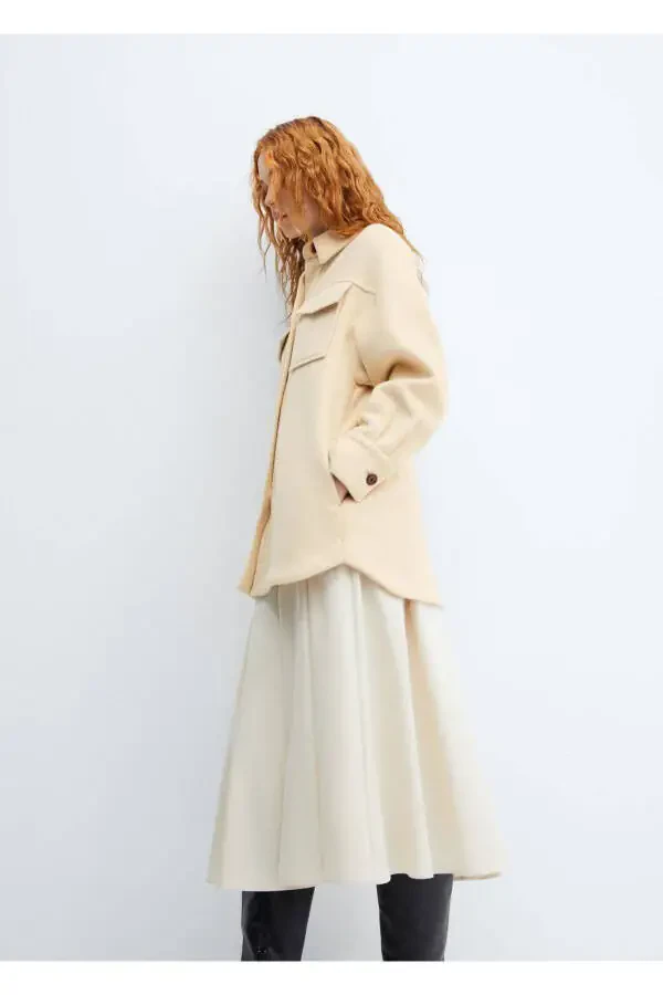 Long Wool Shirt Jacket - 6