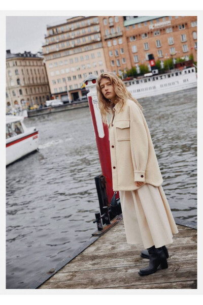 Long Wool Shirt Jacket - 8