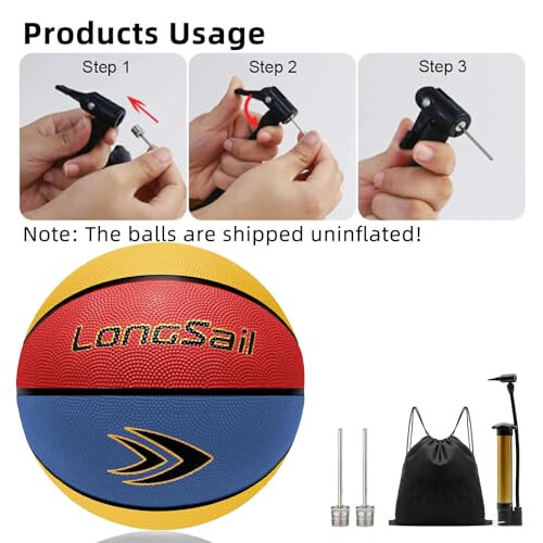 Longsail Full Size Basketball Rubber- Leather,Indoor-Outdoor-Pool,with Pump(Deflated) - 13