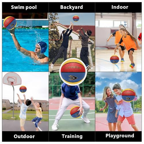 Longsail Full Size Basketball Rubber- Leather,Indoor-Outdoor-Pool,with Pump(Deflated) - 12