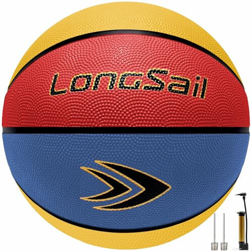 Longsail Full Size Basketball Rubber- Leather,Indoor-Outdoor-Pool,with Pump(Deflated) 