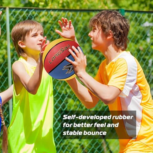 Longsail Full Size Basketball Rubber- Leather,Indoor-Outdoor-Pool,with Pump(Deflated) - 4