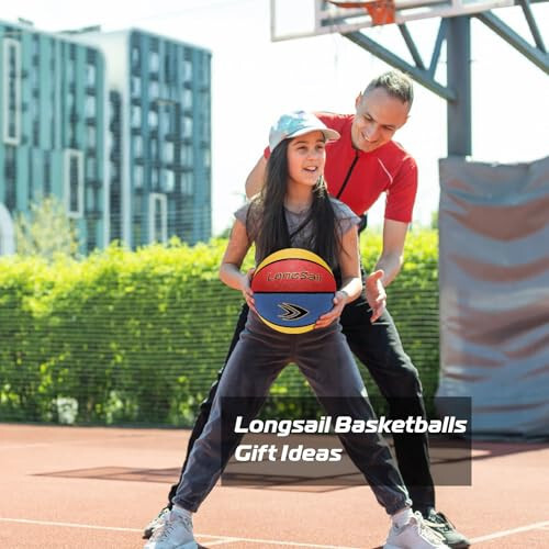 Longsail Full Size Basketball Rubber- Leather,Indoor-Outdoor-Pool,with Pump(Deflated) - 5