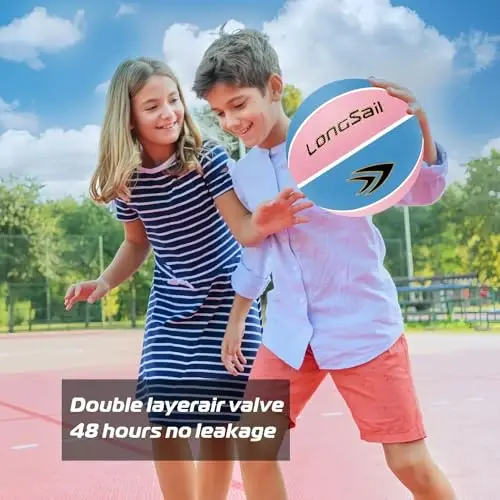Longsail Full Size Basketball Rubber- Leather,Indoor-Outdoor-Pool,with Pump(Deflated) - 3