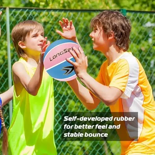 Longsail Full Size Basketball Rubber- Leather,Indoor-Outdoor-Pool,with Pump(Deflated) - 4