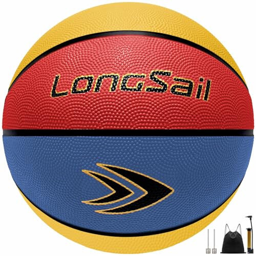 Longsail Kırmızı/Sarı/Mavi Boyut 5 Basketbol ve Buğu Önleyici Yüzme Gözlüğü - 2