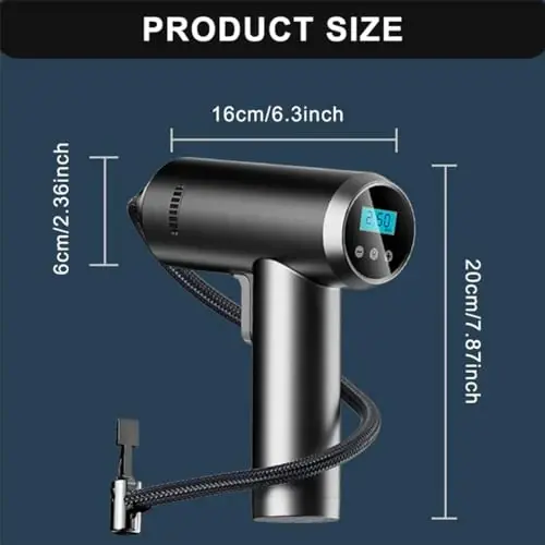 LONLEEYU Cordless Tire Inflator Portable Air Compressor, 150 PSI Handheld Rechargeable Electric Tire Air Pump with Smart Digital Pressure Gauge, LED Light, Auto-Shutoff for Cars Motorcycle Bike Ball - 5