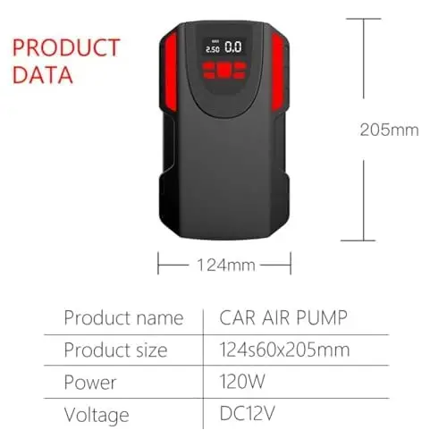 LONLEEYU Shina inflatori, 120W avtomobil shinalari uchun portativ havo kompressor nasosi, shinalar bosimini aniqlash, oldindan sozlash va avtomatik o'chirish, 12V 150PSI gacha bo'lgan shina nasosi, raqamli bosim o'lchagich va LED yoritgich - LONLEEYU (1)