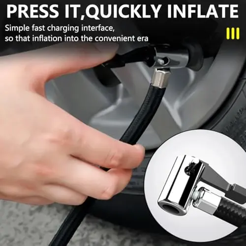LONLEEYU Tire Inflator,120W Portable Air Compressor Pump for Car Tires with Tire Pressure Detection Preset and Auto Shutoff, 12V Up to 150 PSI Tire Pump with Digital Pressure Gauge and LED Light - LONLEEYU (1)