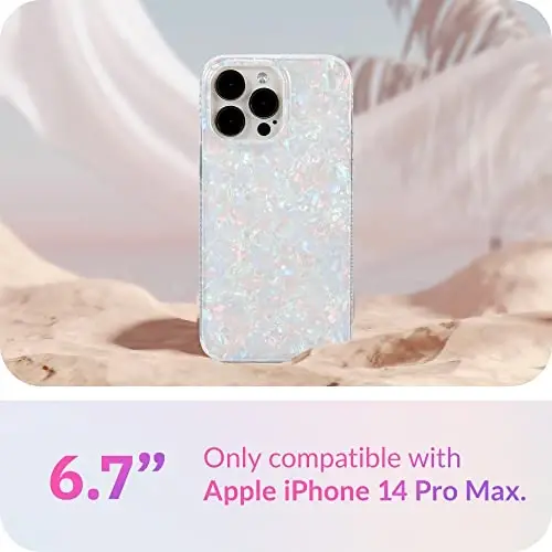 LONLI Hue White Pearl Tort Phone Case for iPhone 14 Pro Case | 360Ã‚° Shock-Absorbent Bumper, Cute, Unique, Aesthetic, Phone Cover, for Women and Girls - 2