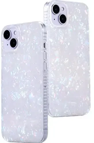 LONLI Hue White Pearl Tort Phone Case for iPhone 14 Pro Max Case | 360Ã‚° Shock-Absorbent Bumper, Cute, Unique, Aesthetic, Phone Cover, for Women and Girls 