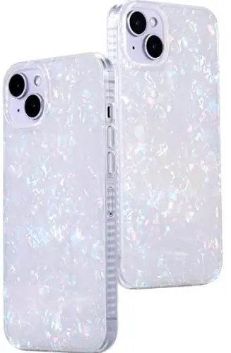 LONLI Hue White Pearl Tort Phone Case for iPhone 14 Pro Max Case | 360Ã‚° Shock-Absorbent Bumper, Cute, Unique, Aesthetic, Phone Cover, for Women and Girls - 1