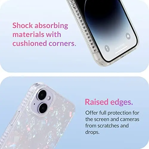 LONLI Hue White Pearl Tort Phone Case for iPhone 14 Pro Max Case | 360Ã‚° Shock-Absorbent Bumper, Cute, Unique, Aesthetic, Phone Cover, for Women and Girls - 4