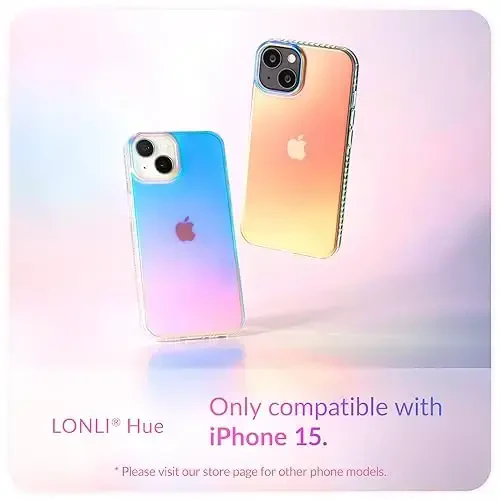 LONLI Hue Case for iPhone 15 - [360° Shock-Absorbent Bumper] - [Cute and Unique Phone Cover for Girls and Women] - Fluorescent Holographic Iridescent - MODAZONE (1)