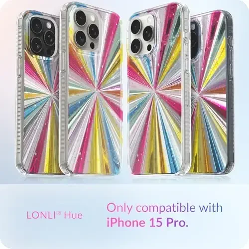LONLI Hue Case for iPhone 15 Pro - [360° zarbani o'zlashtiruvchi bamper] - [Qizlar va ayollar uchun yoqimli va noyob telefon qopqog'i] - Kosmik Portal - 2
