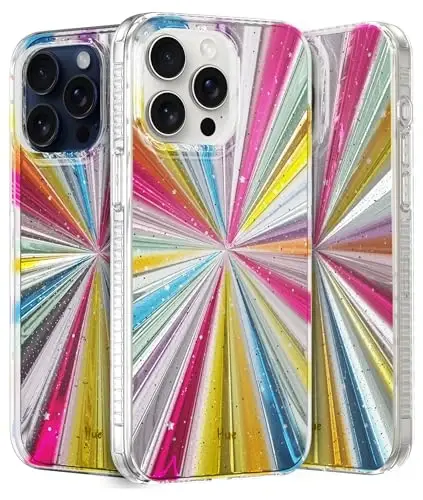 LONLI Hue Case for iPhone 15 Pro - [360° zarbani o'zlashtiruvchi bamper] - [Qizlar va ayollar uchun yoqimli va noyob telefon qopqog'i] - Kosmik Portal - 1