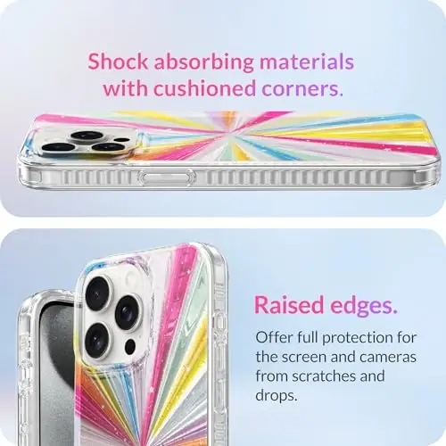 LONLI Hue Case for iPhone 15 Pro - [360° zarbani o'zlashtiruvchi bamper] - [Qizlar va ayollar uchun yoqimli va noyob telefon qopqog'i] - Kosmik Portal - 5