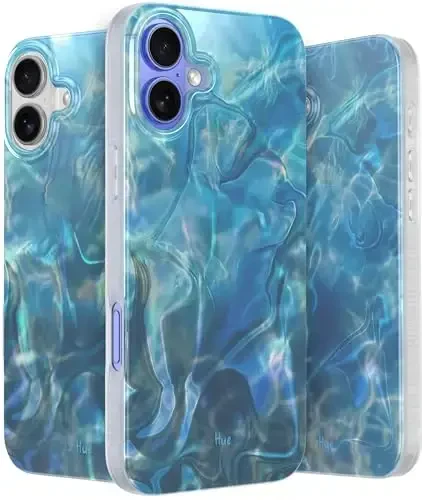 LONLI Hue Case for iPhone 16 - [360° Shock-Absorbent Bumper] - [Cute and Unique Phone Cover for Girls and Women] - Ocean Wave - LONLI