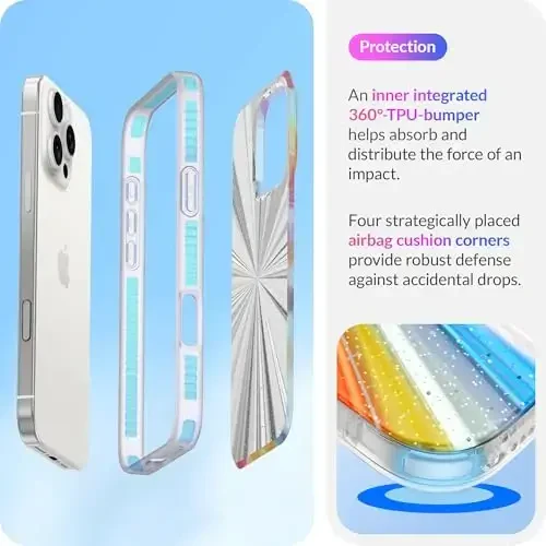 LONLI Hue Case for iPhone 16 Pro - [360° Zarba yutuvchi bamper] - [Qizlar va ayollar uchun yoqimli va noyob telefon qopqog'i] - Kosmik Portal - 4