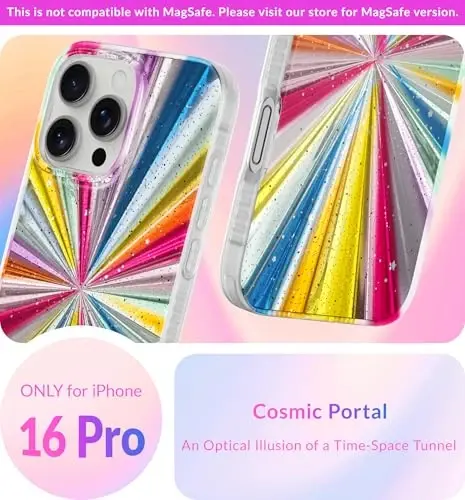 LONLI Hue Case for iPhone 16 Pro - [360° Zarba yutuvchi bamper] - [Qizlar va ayollar uchun yoqimli va noyob telefon qopqog'i] - Kosmik Portal - 2