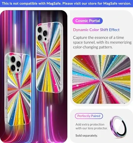 LONLI Hue Case for iPhone 16 Pro - [360° Zarba yutuvchi bamper] - [Qizlar va ayollar uchun yoqimli va noyob telefon qopqog'i] - Kosmik Portal - 3