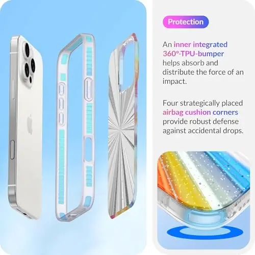 LONLI Hue Case for iPhone 16 Pro - [360° Zarba yutuvchi bamper] - [Qizlar va ayollar uchun yoqimli va noyob telefon qopqog'i] - Kosmik Portal - 4