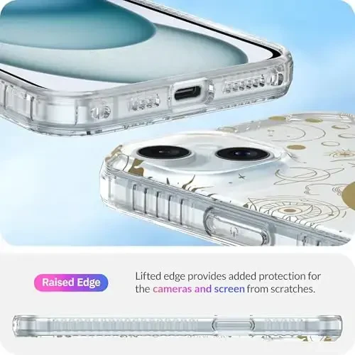 LONLI Hue - чехол для iPhone 15 [совместим с Magsafe] - чехол для телефона Cosmic Stars - [бампер с амортизацией 360°] - милый, уникальный и эстетичный чехол для телефона для девочек и женщин - 5