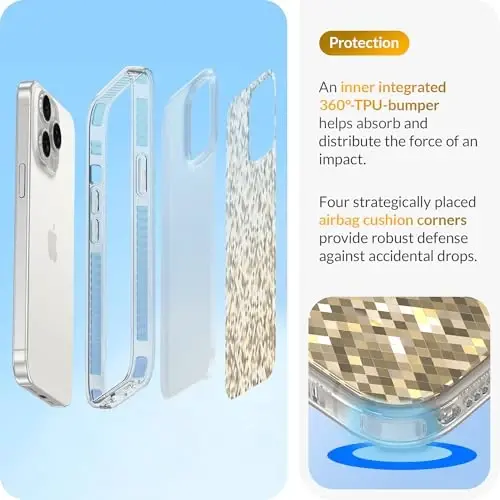 LONLI Hue - Champagne Gold Diamond Facet Sparkling Phone Case for iPhone 15 Pro Max - [Sparkle Glow Finish, Luxe Glitter Protection] - [360° Shock-Absorbent Bumper] - for iPhone 15 Pro Max - 4