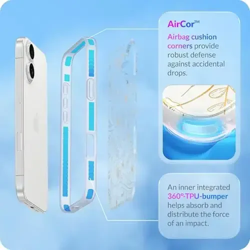 LONLI Hue для iPhone 17 Case - Golden Floral Shockproof Phone Cover - [Shock-Absorbent Bumper] - Elegant, Unique and Aesthetic for Women and Girls for Women and Girls - 3