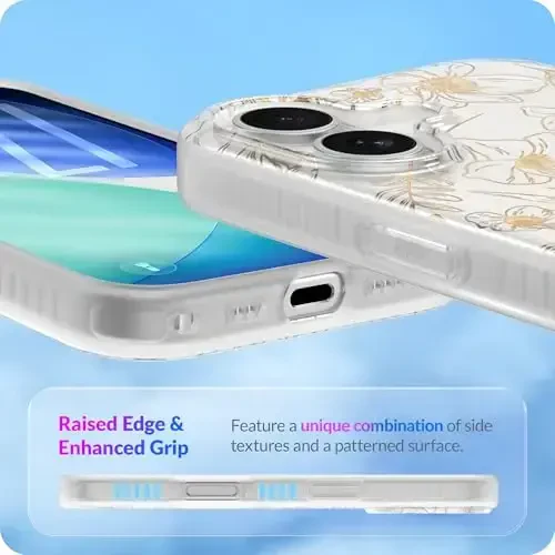 LONLI Hue для iPhone 17 Case - Golden Floral Shockproof Phone Cover - [Shock-Absorbent Bumper] - Elegant, Unique and Aesthetic for Women and Girls for Women and Girls - 4