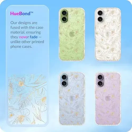 LONLI Hue для iPhone 17 Case - Golden Floral Shockproof Phone Cover - [Shock-Absorbent Bumper] - Elegant, Unique and Aesthetic for Women and Girls for Women and Girls - 6
