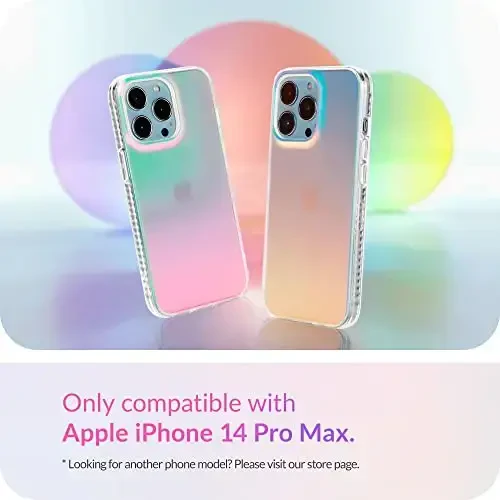 LONLI Hue - for iPhone 14 Pro Max Case - Fluorescent Coloful Holographic Iridescent Phone Case - [360° Shock-Absorbent Bumper] - Cute, Unique and Aesthetic Phone Cover for Women and Girls - 2
