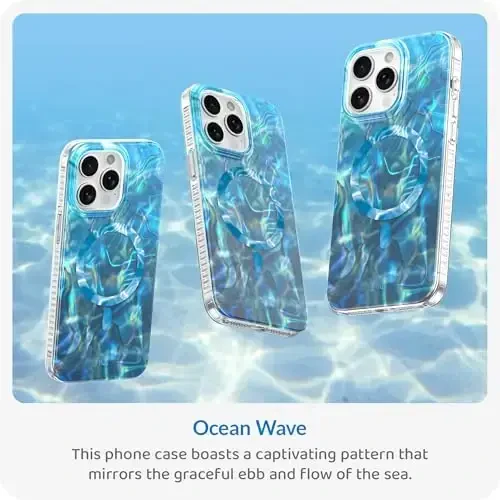 LONLI Hue - for iPhone 15 Pro Case [Compatible with Magsafe] - Blue Flower Phone Case - [360° Shock-Absorbent Bumper] - Cute, Unique and Aesthetic Phone Cover for Girls and Women - 2