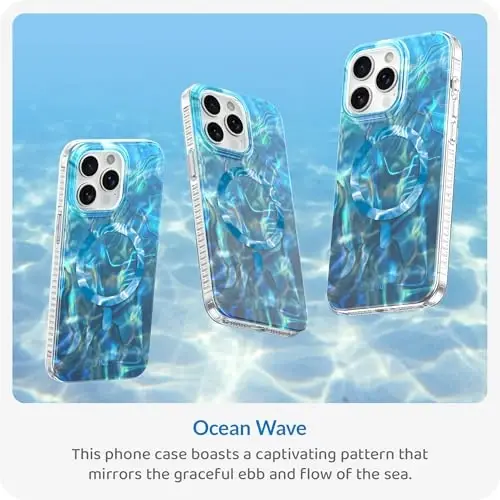 LONLI Hue - for iPhone 15 Pro Case [Compatible with Magsafe] - Blue Flower Phone Case - [360° Shock-Absorbent Bumper] - Cute, Unique and Aesthetic Phone Cover for Girls and Women - LONLI (1)