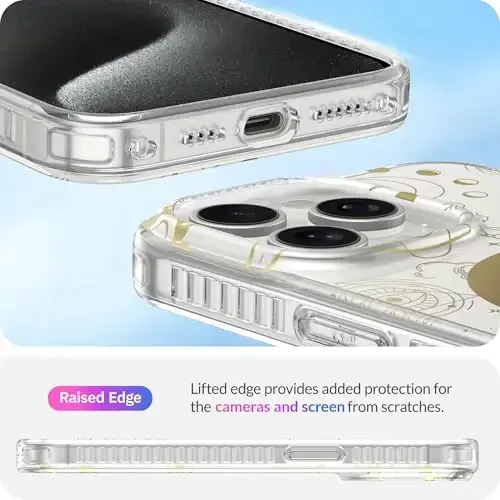LONLI Hue - for iPhone 15 Pro Case [Compatible with Magsafe] - Cosmic Stars Phone Case - [360° Shock-Absorbent Bumper] - Cute, Unique and Aesthetic Phone Cover for Girls and Women - 5