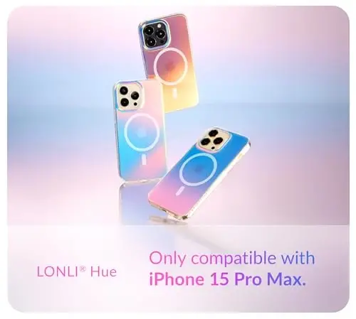 LONLI Hue - for iPhone 15 Pro Max Case [Compatible with Magsafe] - Holographic Iridescent - [10FT Drop Protection] [4 Airbag Cushioned Corners] - Cute, Unique and Aesthetic (2023) - 2