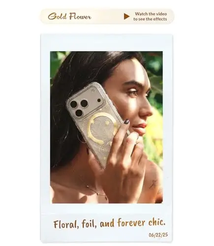 LONLI Hue for iPhone 15 Pro Max Case, Golden Floral Elegant Aesthetic | Compatible with MagSafe, Strong Magnets, Shockproof Bumper, Elegant Unique Aesthetic for Girls and Women - 4