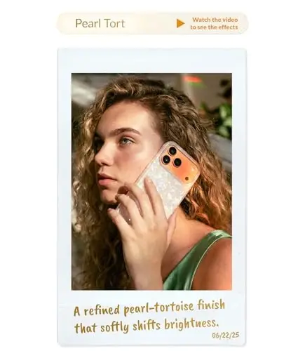 LONLI Hue for iPhone 16 Case, Elegant White Pearl Tort Magnetic | Compatible with MagSafe, Strong Magnets, Shockproof Bumper, Cute Unique Aesthetic for Girls and Women - 3