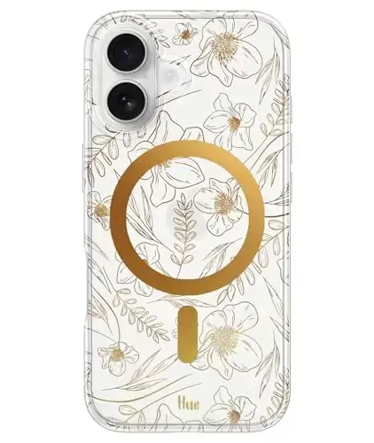 LONLI Hue for iPhone 17 Case - Golden Floral Shockproof Magnetic Phone Cover - [Compatible with Magsafe] - Elegant, Unique and Aesthetic for Women and Girls - 1