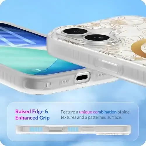 LONLI Hue for iPhone 17 Case - Golden Floral Shockproof Magnetic Phone Cover - [Compatible with Magsafe] - Elegant, Unique and Aesthetic for Women and Girls - 4