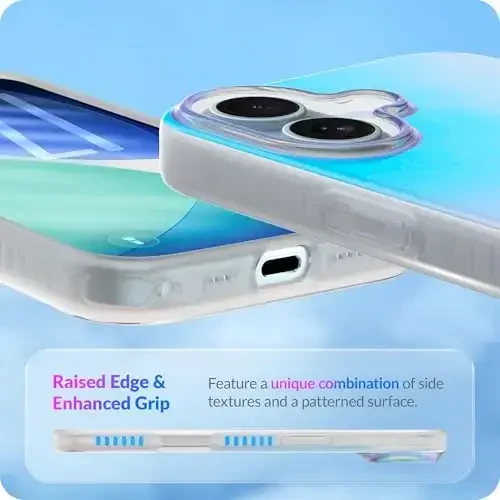LONLI Hue for iPhone 17 Case - Holographic Iridescent Shockproof Cute Phone Cover - [Shock-Absorbent Bumper] - Cute, Unique and Aesthetic for Women and Girls - 5