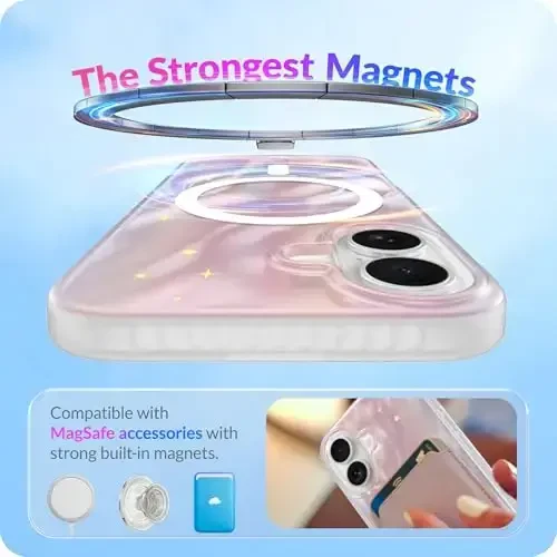 LONLI Hue for iPhone 17 Case - Luminous Dreamy Night Shockproof Magnetic Cute Phone Cover - [Magsafe bilan mos] - Ayollar va qizlar uchun yoqimli, noyob va estetik - 3