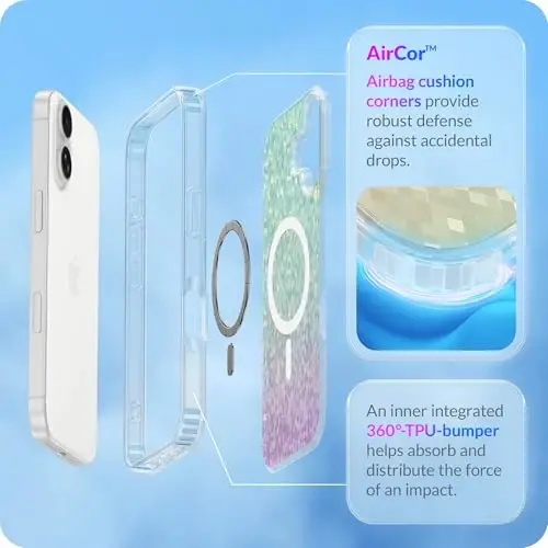 LONLI Hue for iPhone 17 Case, Prismatic Pixel Shimmer | Compatible with MagSafe, Strong Magnets, Shockproof Bumper, Cute Unique Aesthetic for Girls and Women - 6