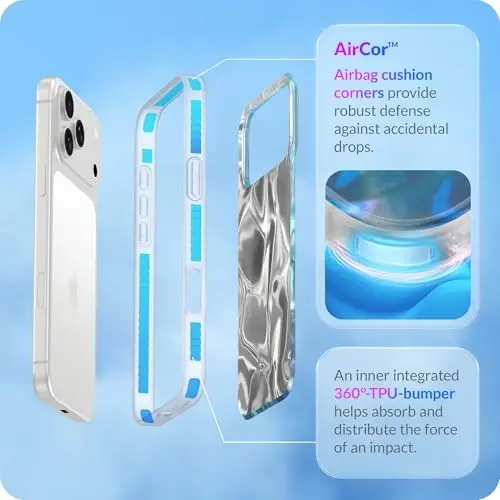 LONLI Hue for iPhone 17 Pro Case - Ocean Waves Shockproof Phone Cover - [Shock-Absorbent Bumper] - Cute, Unique and Aesthetic - 3